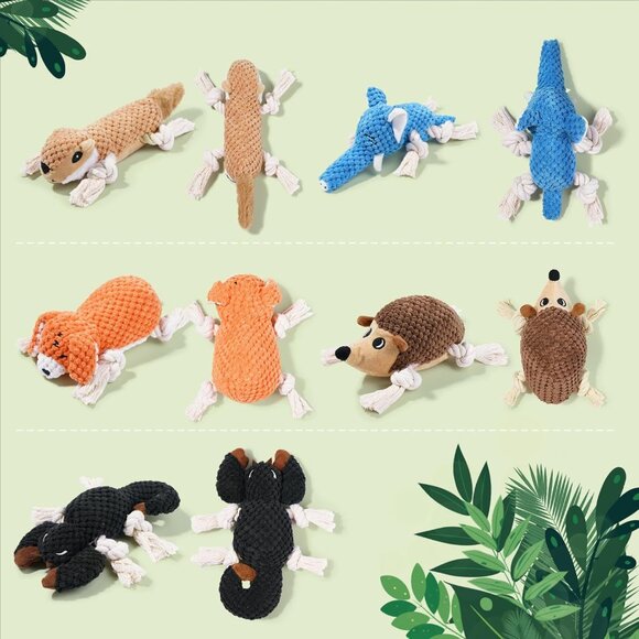 5 Pack Stuffed Animal with Tug of War Ropes Value Bundle Puppy Chew Toys - Picture 9 of 9